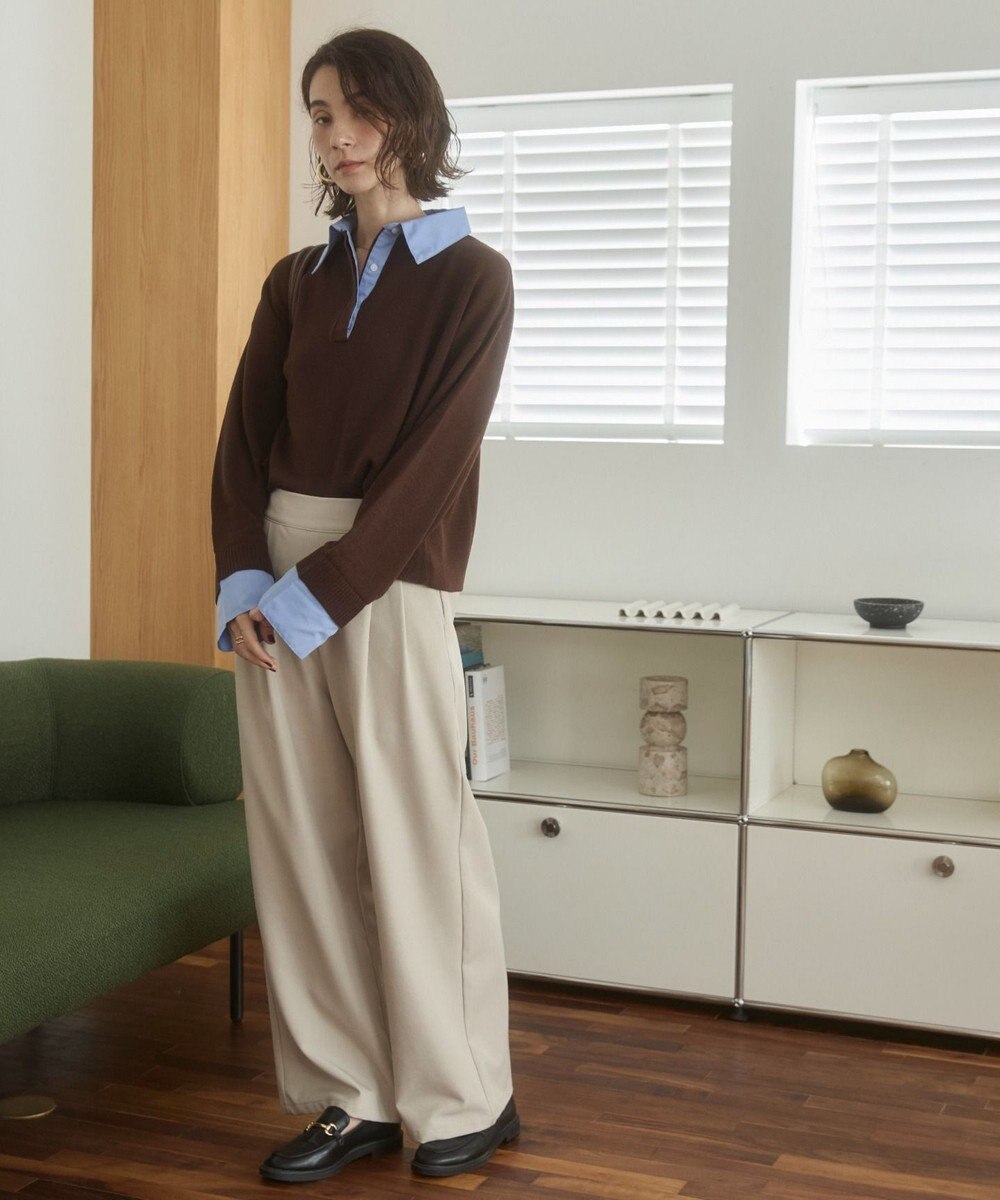 WEGO 【ANGIE VINTAGE】シャツ襟 ドッキング　フェイクレイヤード ニット トップス 