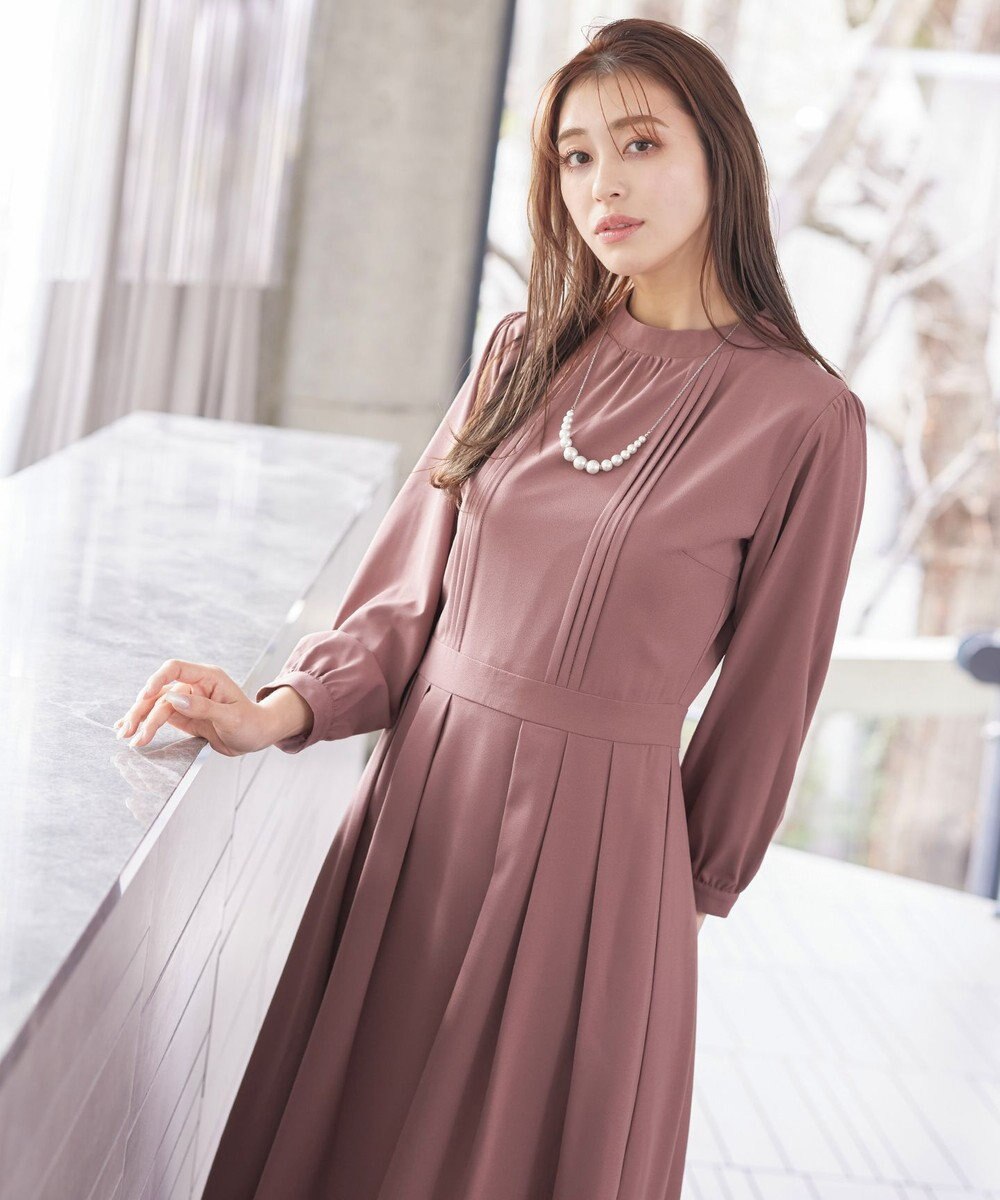 Tiaclasse 【洗える】ハイネックピンタックワンピース 