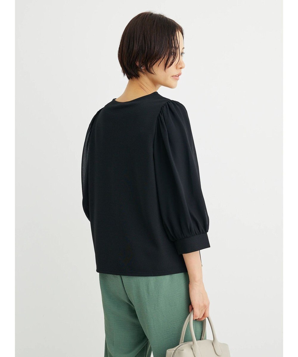 Green Parks 袖異素材使いリップルプルオーバー 