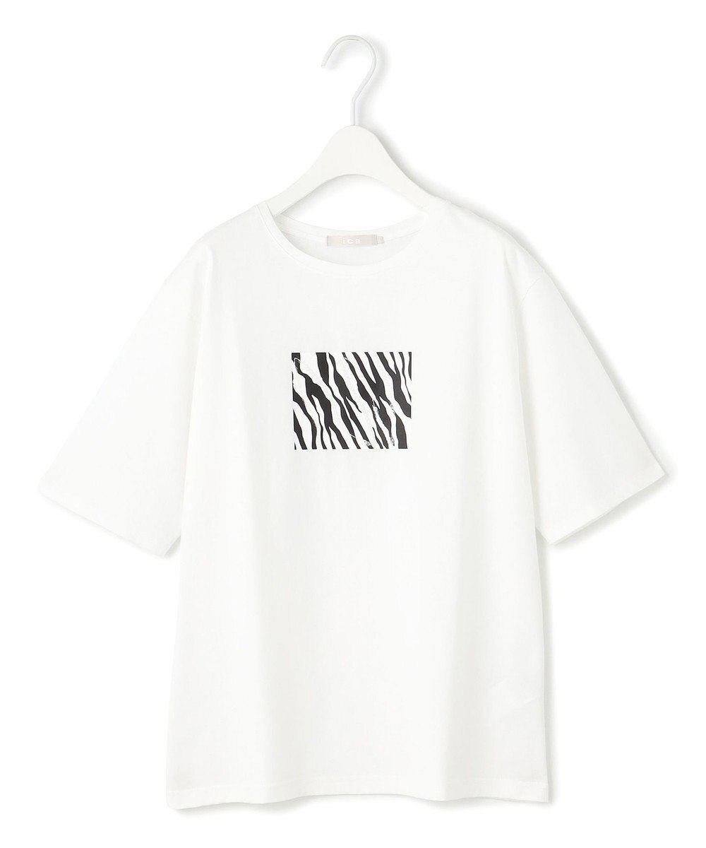 ICB L 【接触冷感・UVケア・洗える】ゼブラ柄 TEE 