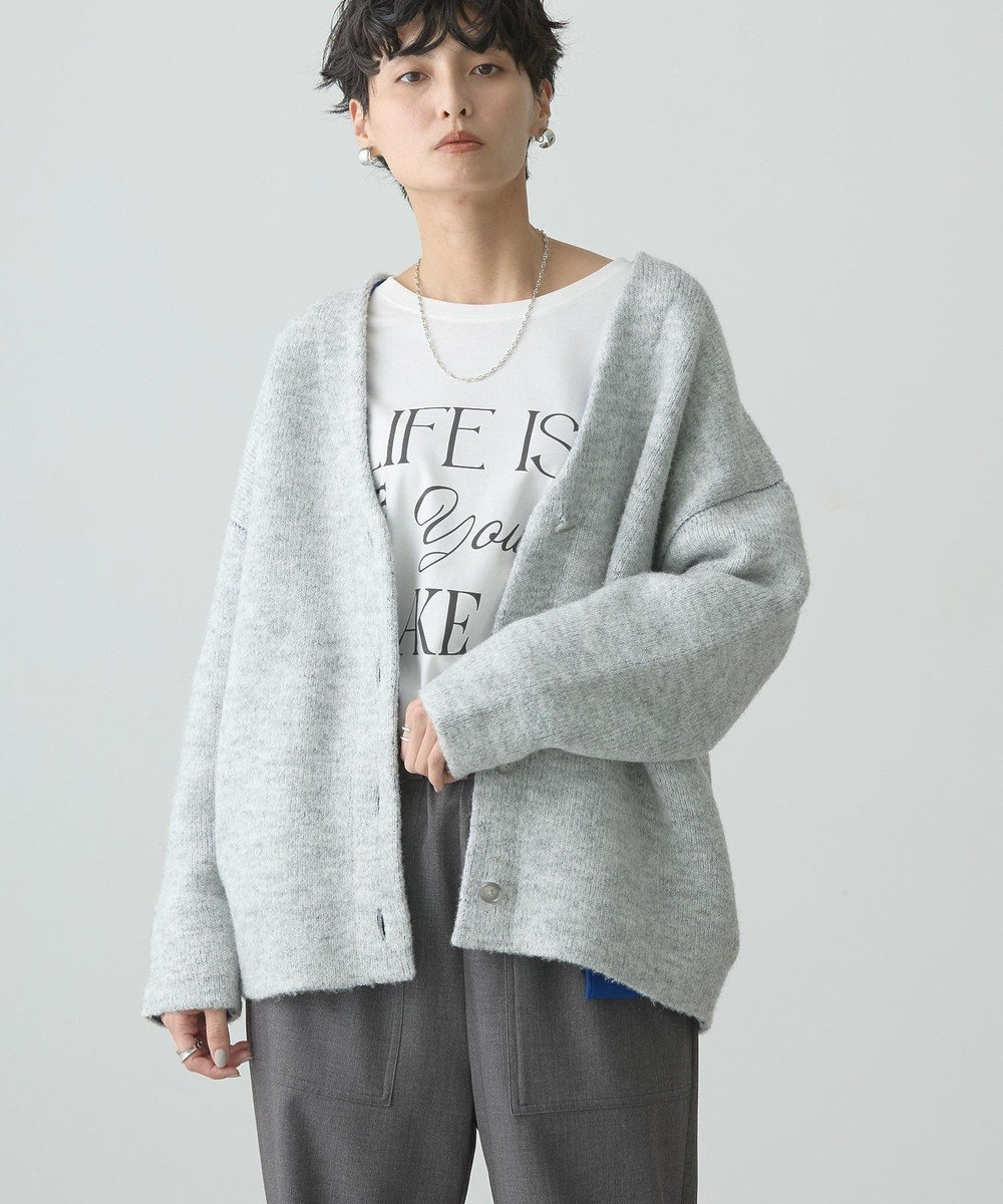 AMERICAN HOLIC ブークレＷフェイスＶネックニットカーディガン Light Gray Mixture