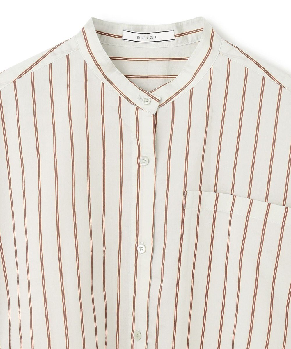 BEIGE， 【洗える】KNOX / ショート丈バンドカラーシャツ 