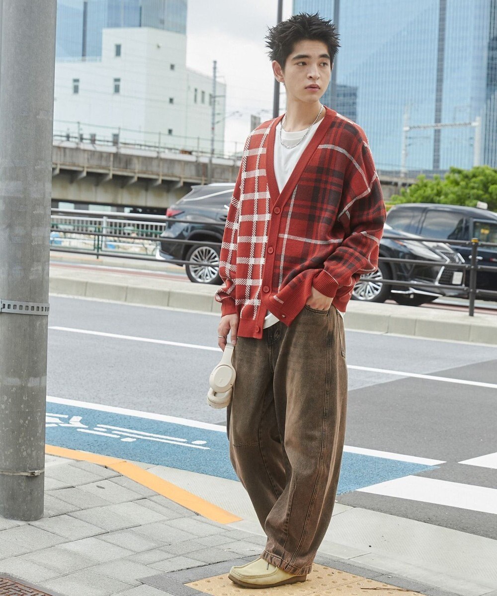 WEGO リラックスフィットパターンカーディガン 