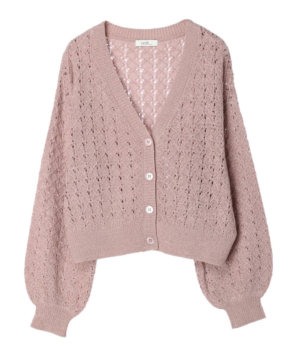 earth music&ecology 透かし編みテープヤーンカーディガン 