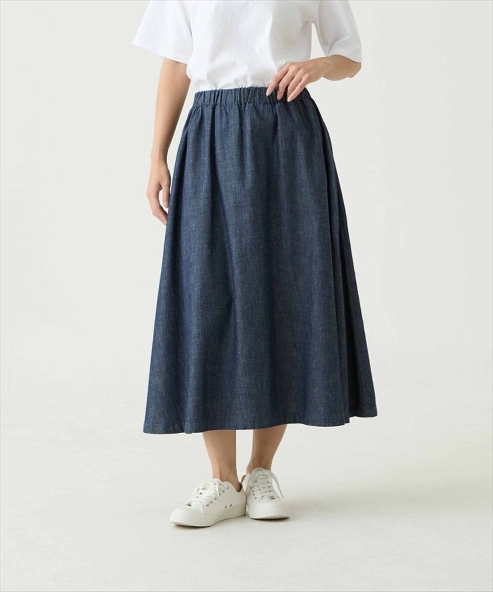 caqu gather skirt ゆったりシルエットデニムスカート 