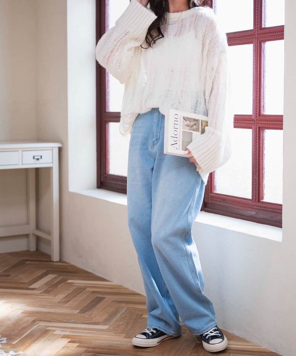 WEGO ケーブルメッシュメランジニット 