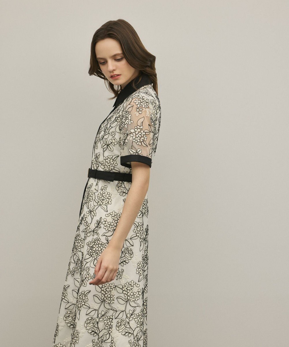 GRACE CONTINENTAL フラワーコード刺繍ワンピース 