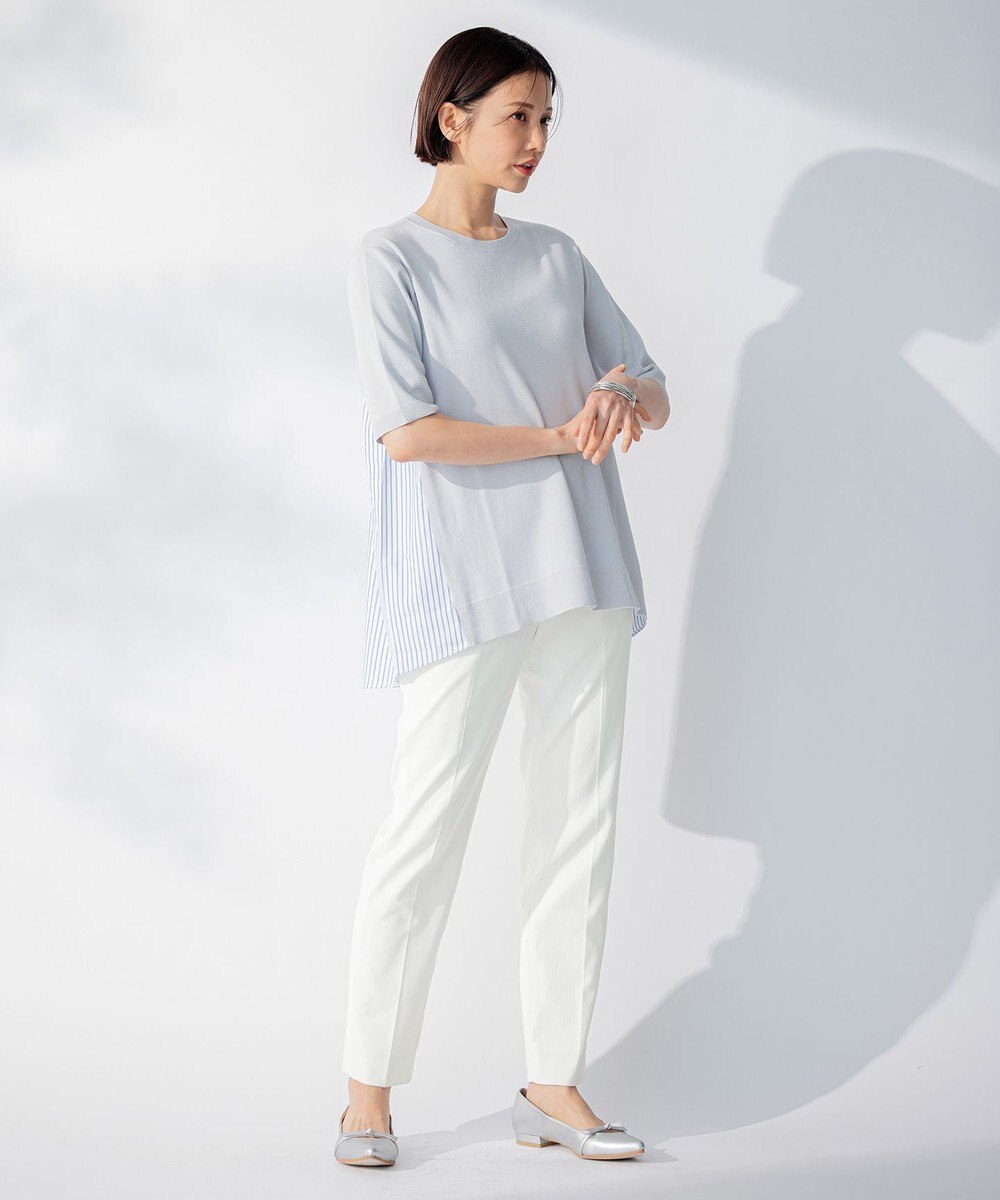 自由区 【洗える】ハイツイストコットンアセテート バックデザイン プルオーバーニット 