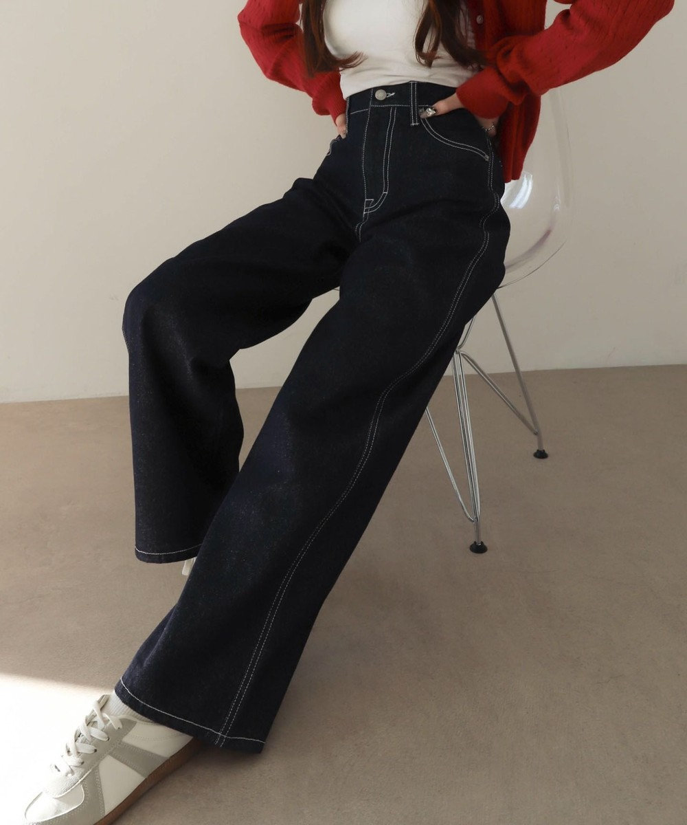 WEGO 【XS～Lサイズ展開/美脚】ストレートデニムパンツ 
