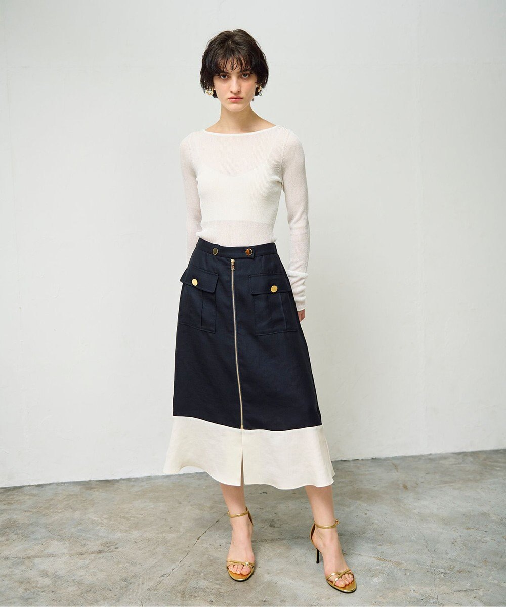 GRACE CONTINENTAL バイカラージップスカート 