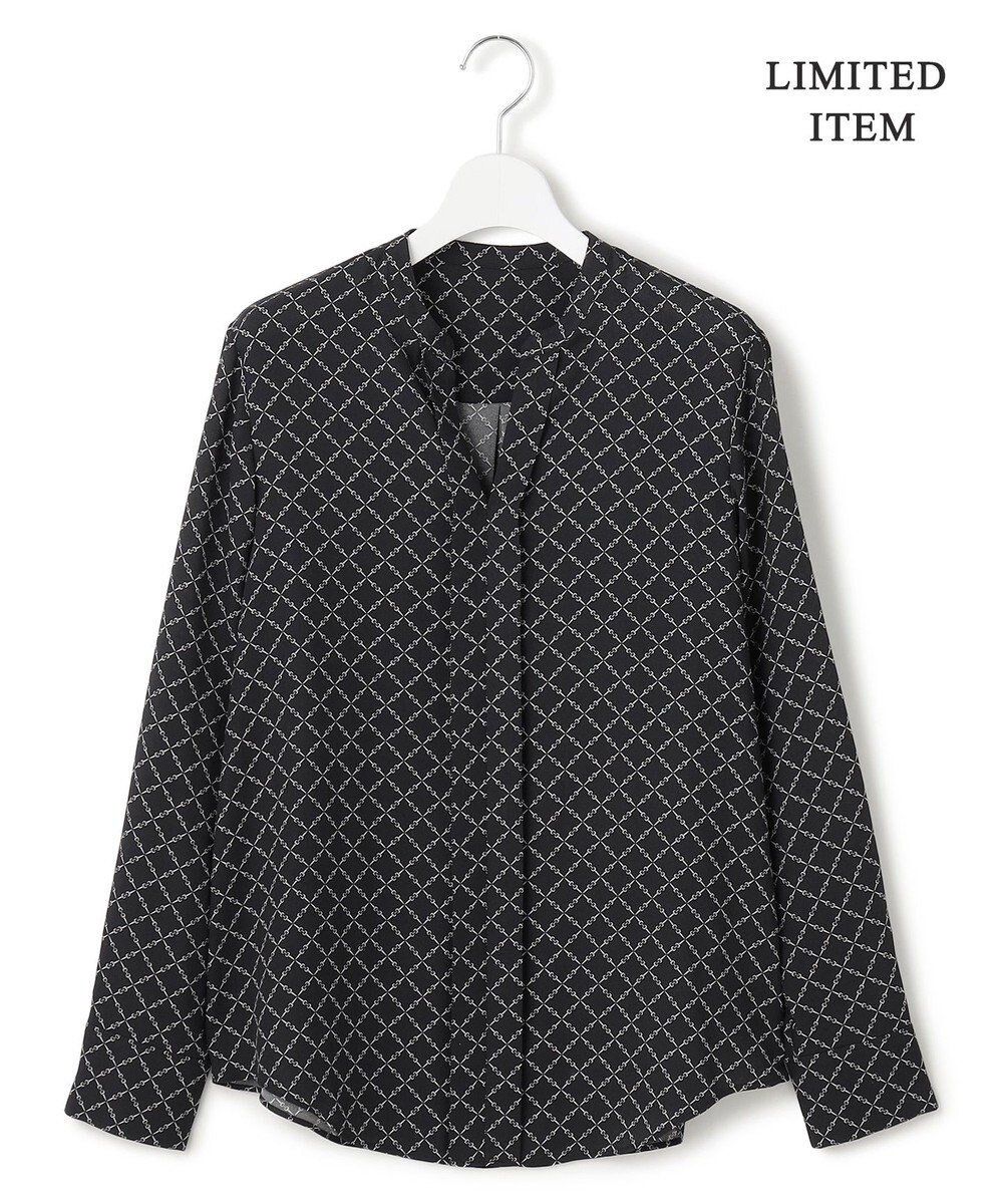 ICB L 【新色追加・WEB限定】BackSatinAmunzen キーネックブラウス 