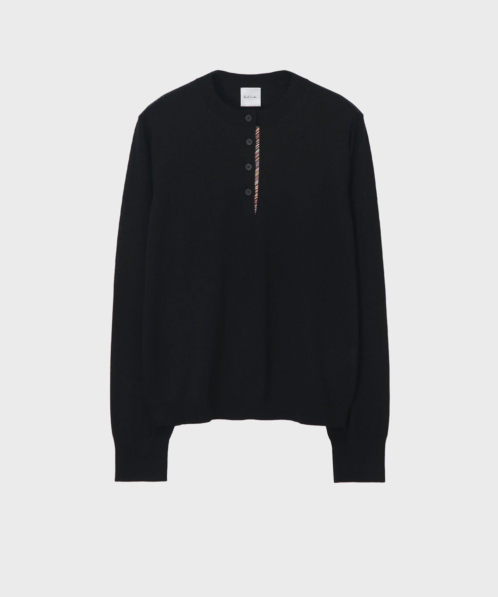 Paul Smith ドレープウール ストライプ ヘンリーネック ニット 