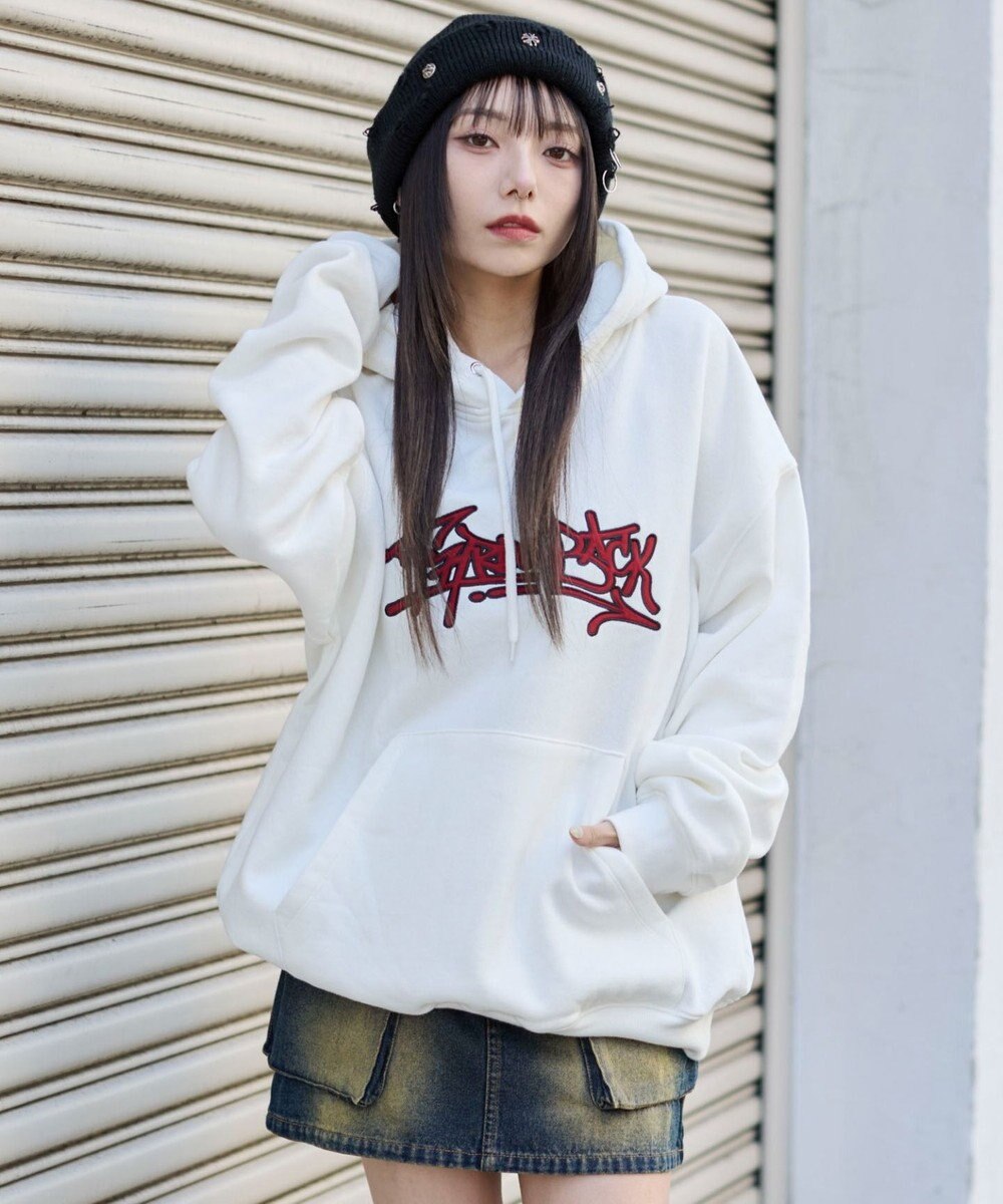 WEGO 【ユニセックス着用ITEM/SMLサイズ展開】グラフィックロゴプルパーカー 