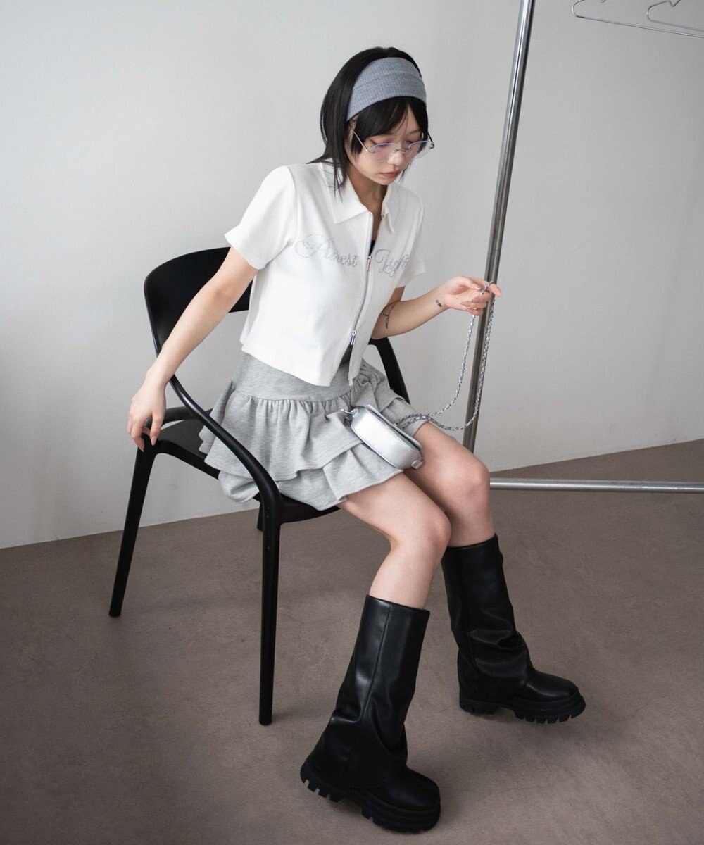 WEGO ラインストーンロゴWZIPトップス 