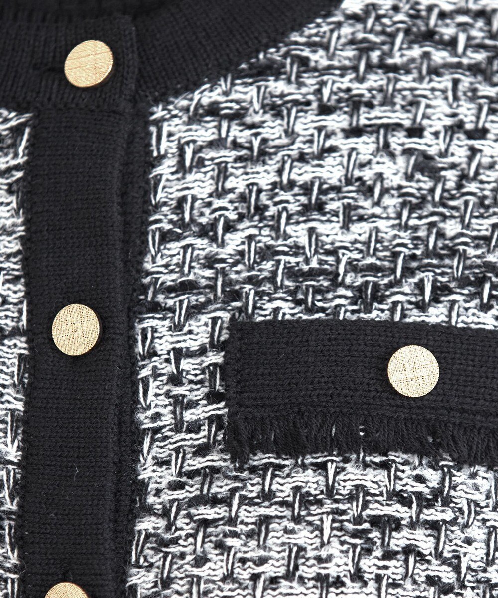 Tiaclasse 【洗える】ツイードニットカーディガン 