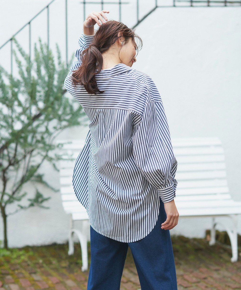 Feroux 【洗える】カラーストライプビッグ シャツ 