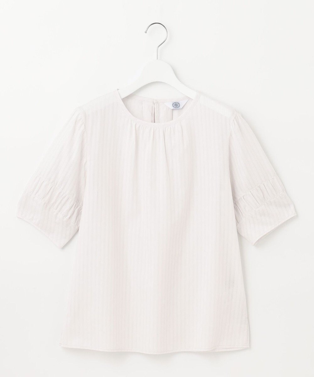 J.PRESS LADIES 【洗える】BEZ空羽ストライプ クルーネック ブラウス 