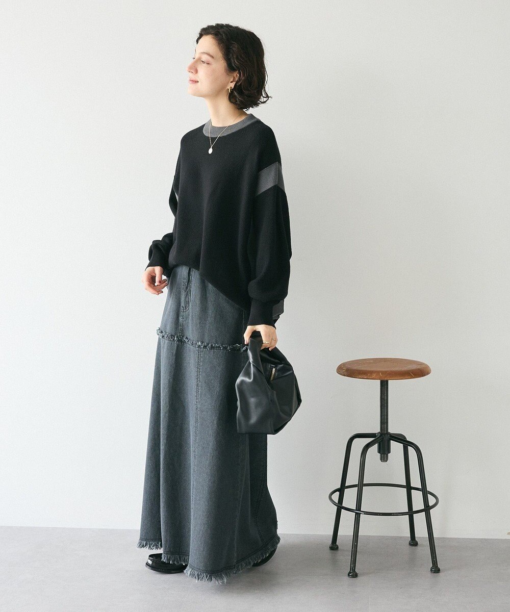 CRAFT STANDARD BOUTIQUE 洗える/とてもち配色ニットプルオーバー/24AW 