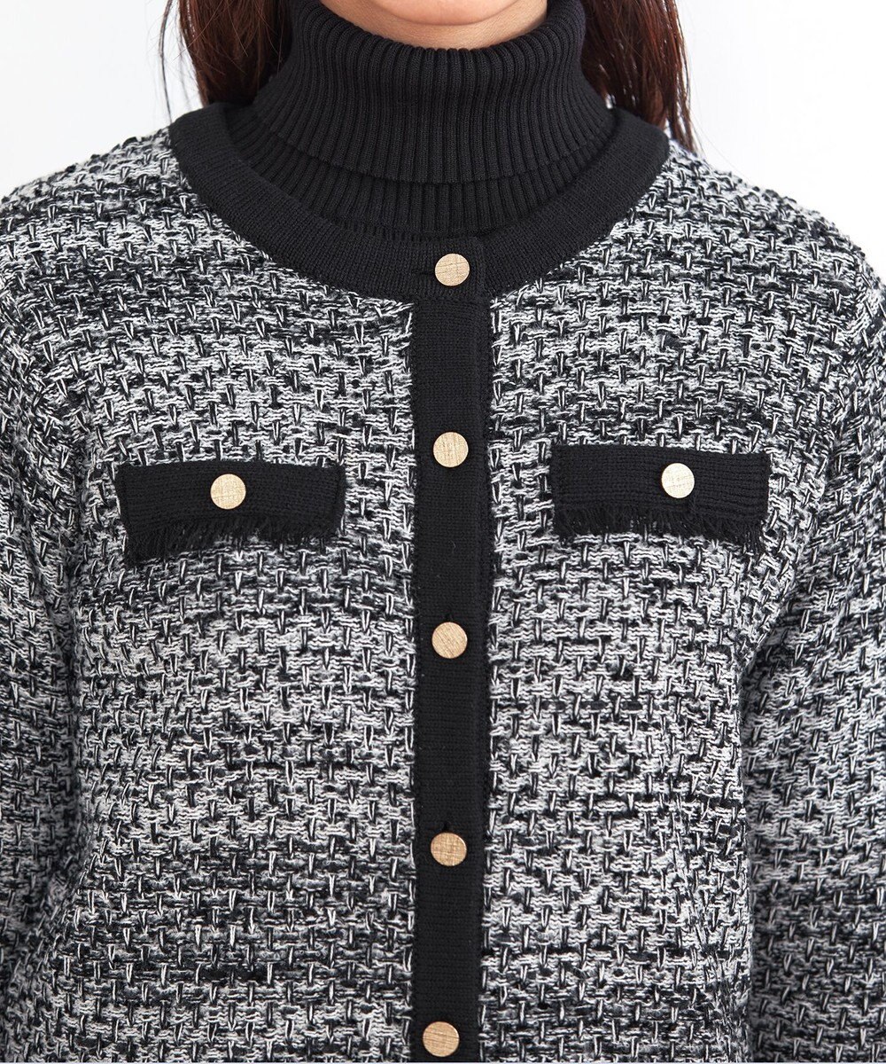 Tiaclasse 【洗える】ツイードニットカーディガン 