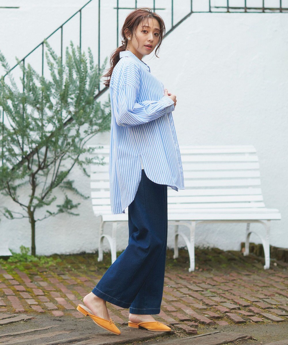 Feroux 【洗える】カラーストライプビッグ シャツ 