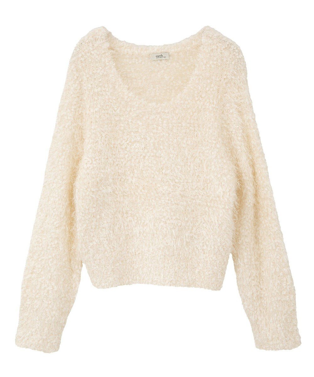 earth music&ecology ポンポンヤーンラメニットプルオーバー 