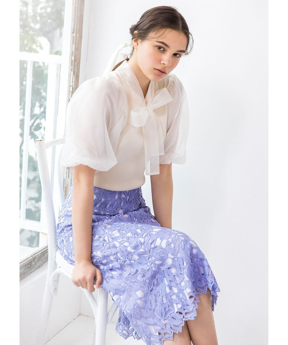 【WEB限定】【TOCCA LAVENDER】Tulips Lace Skirt スカート, ホワイト系, 0