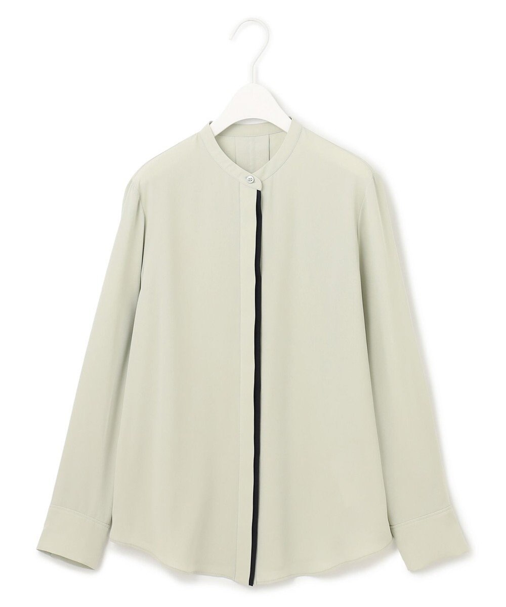 ICB 【WEB限定カラーあり・速乾・洗える】BackSatinAmunzen バンドカラーブラウス 