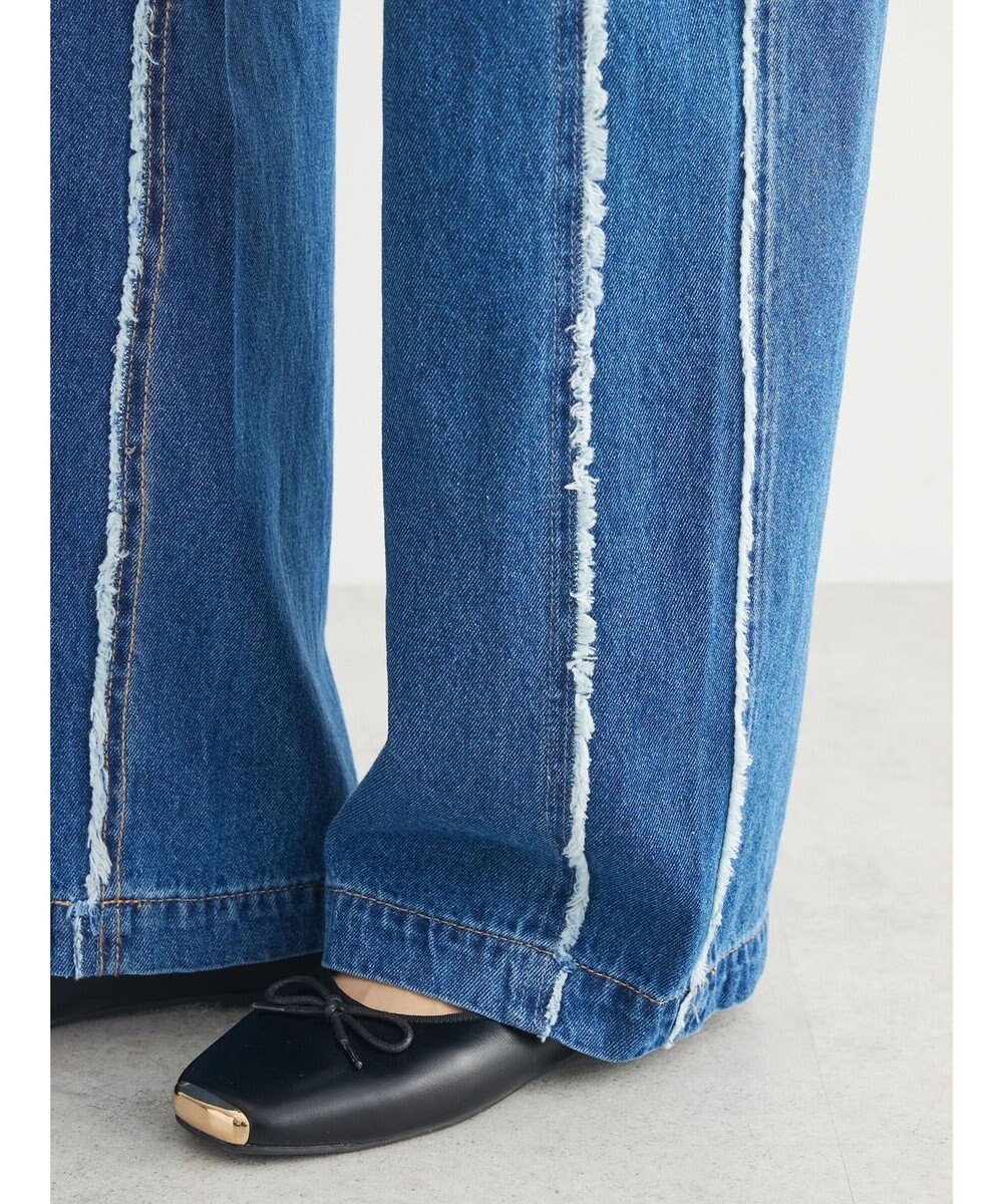 Green Parks ・Ｄｏｕｂｌｅ　Ｆｌａｇｓフリンジラインストレートデニム 