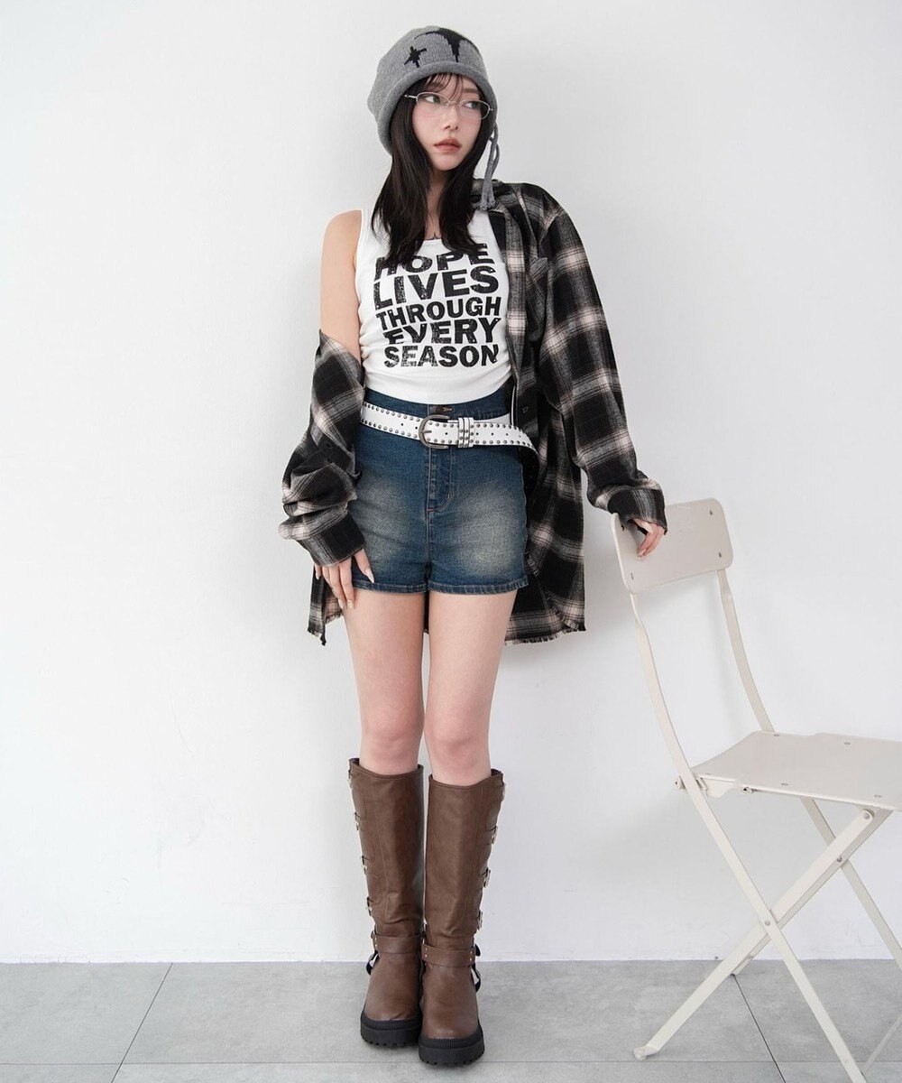 WEGO ハイウエストマイクロデニムショーツ 