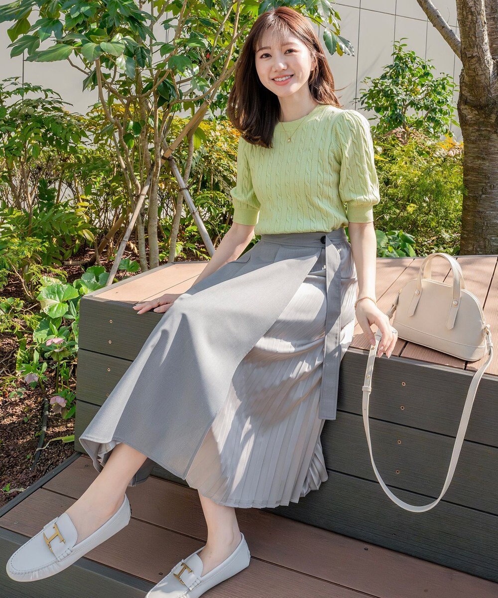 Feroux 【洗える】プリーツコンビ スカート 