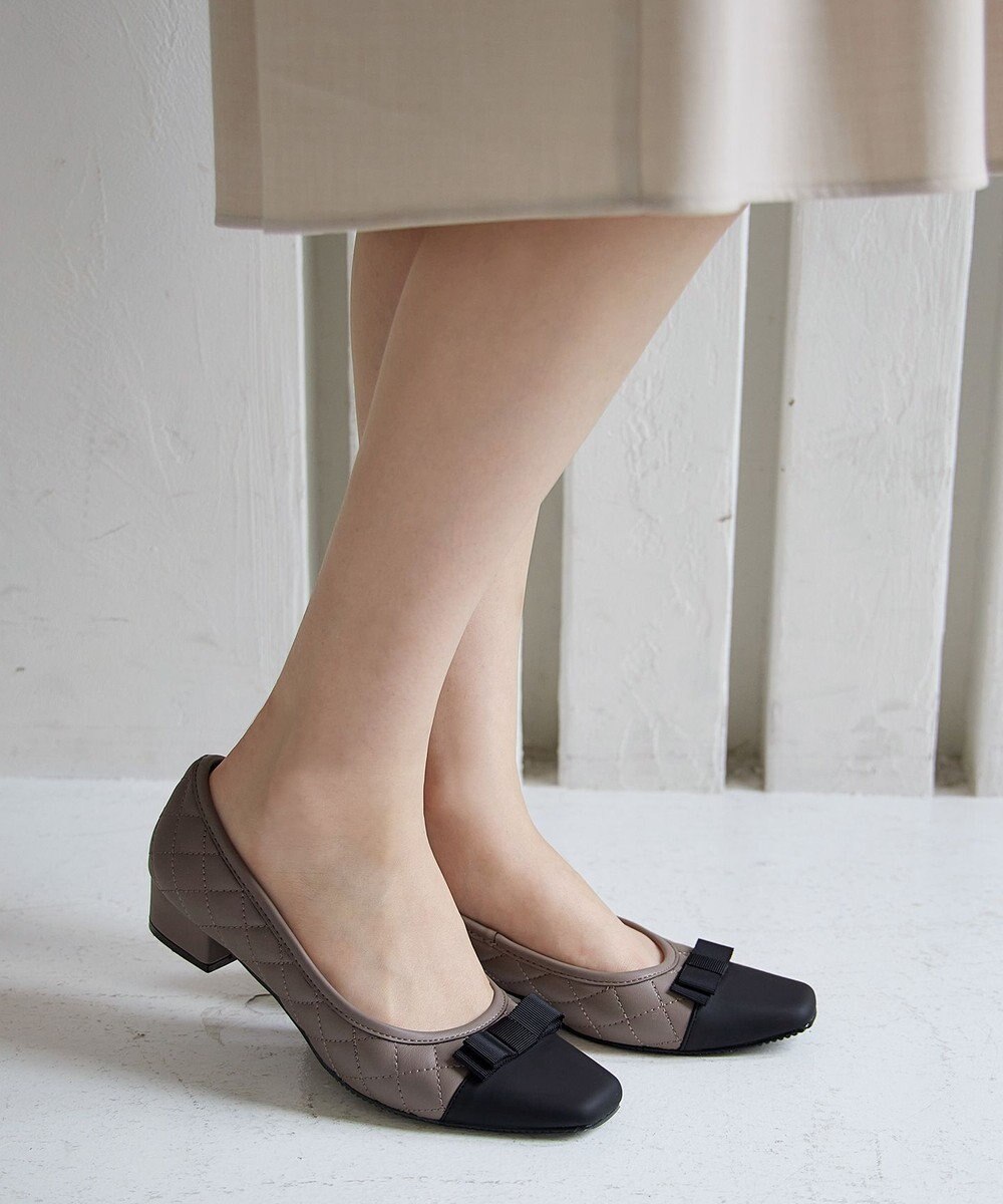 Tiaclasse 【安田美沙子さん着用・撥水】リボンキルティングパンプス　レインシューズ 