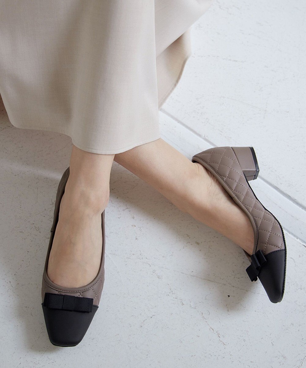 Tiaclasse 【安田美沙子さん着用・撥水】リボンキルティングパンプス　レインシューズ 