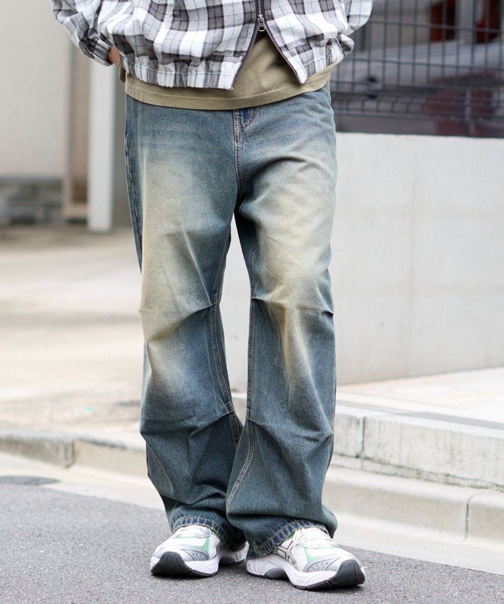 WEGO 【S～Lサイズ展開/ウエスト調整可】パラシュートデニムパンツ 