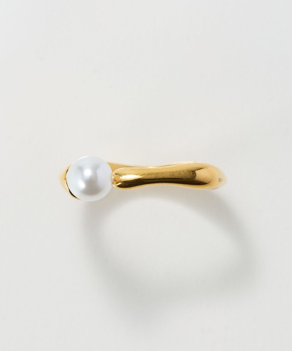 Phoebe 〈金属アレルギー対応〉ラスターフレームパールカフリング　ゴールド/ステンレス/大ぶり/存在感◎/主役級/変形 