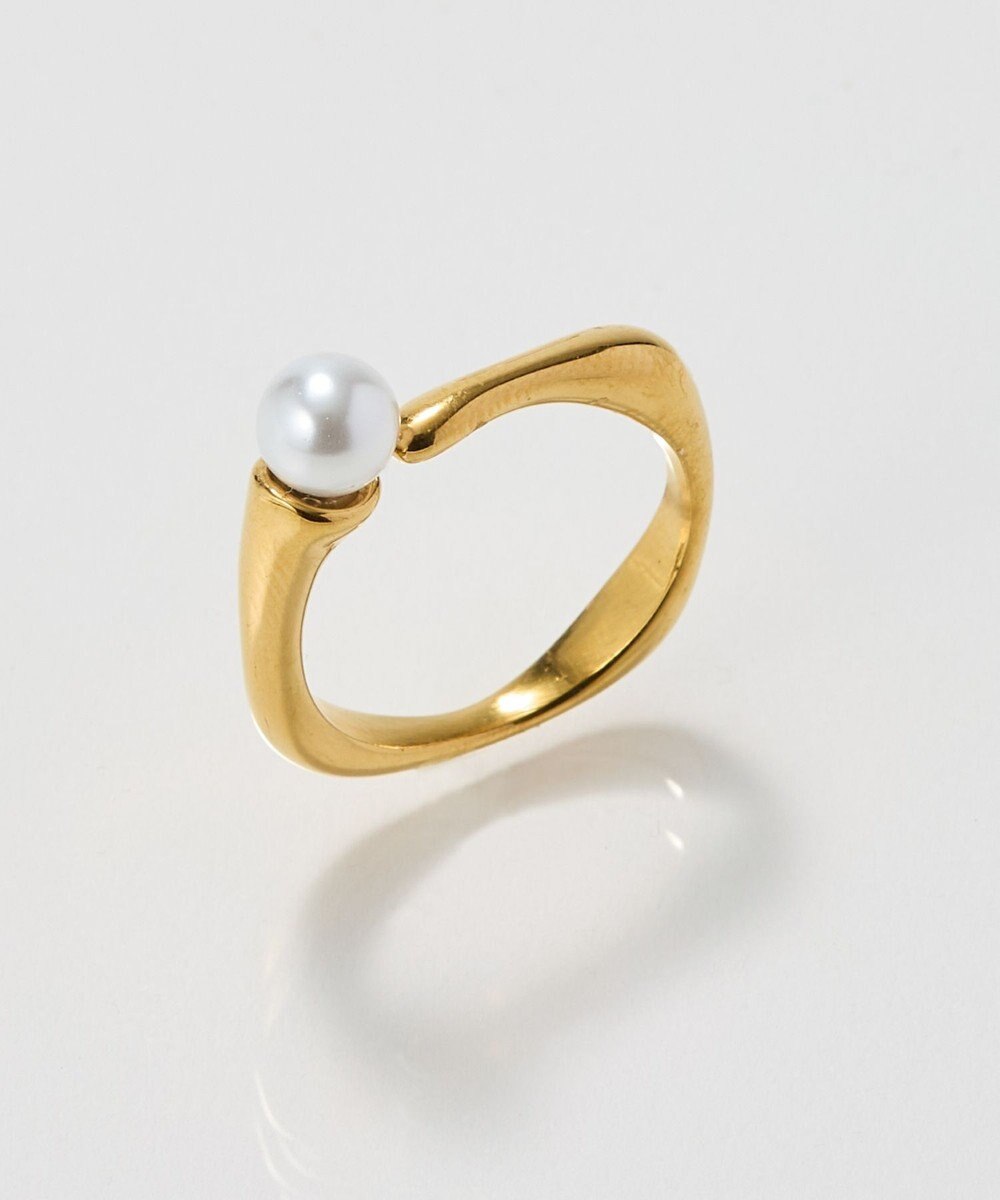 Phoebe 〈金属アレルギー対応〉ラスターフレームパールカフリング　ゴールド/ステンレス/大ぶり/存在感◎/主役級/変形 