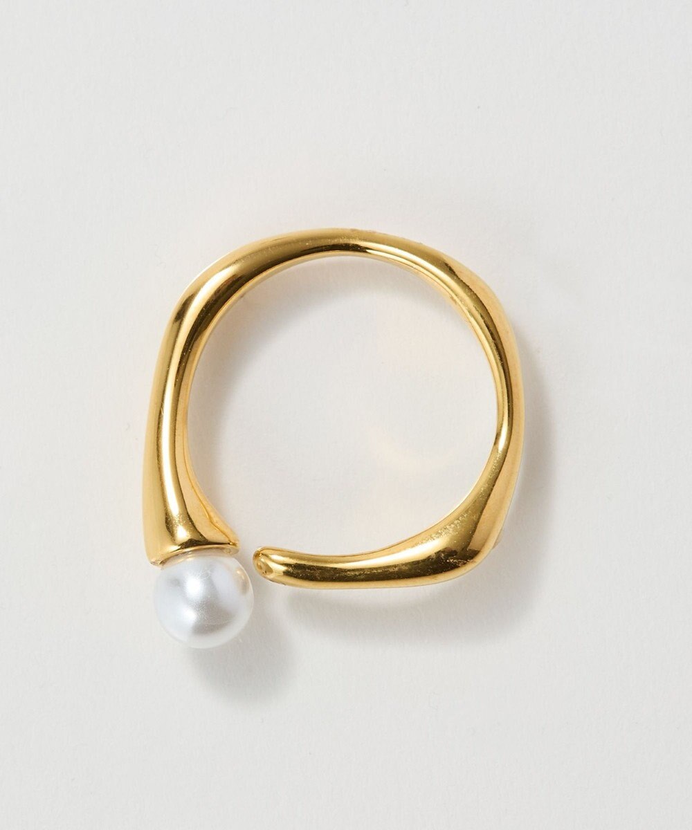 Phoebe 〈金属アレルギー対応〉ラスターフレームパールカフリング　ゴールド/ステンレス/大ぶり/存在感◎/主役級/変形 