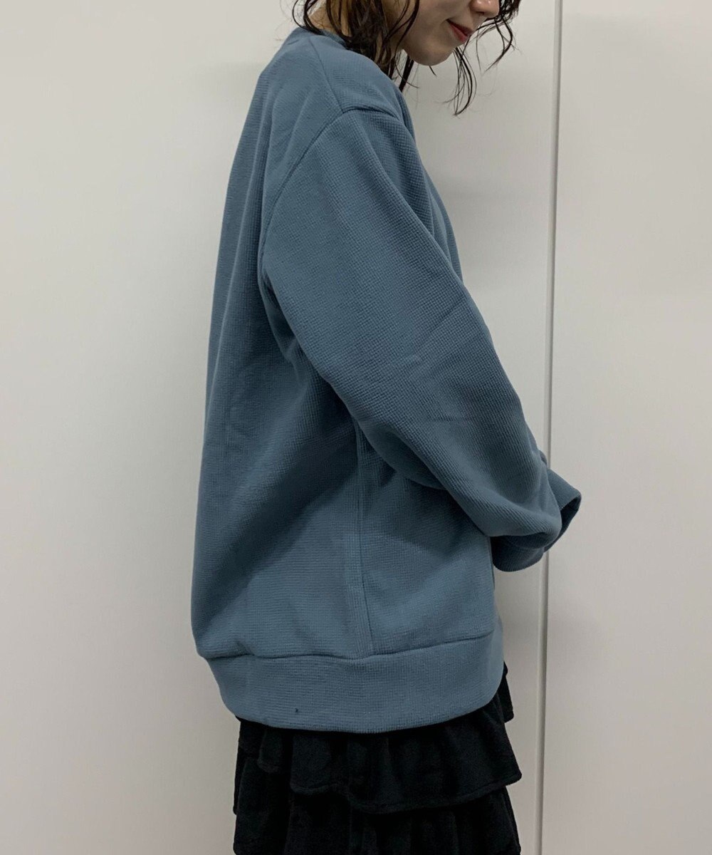 WEGO 【ユニセックス着用ITEM】ワッフルフリースOP刺繍クルートレーナー 