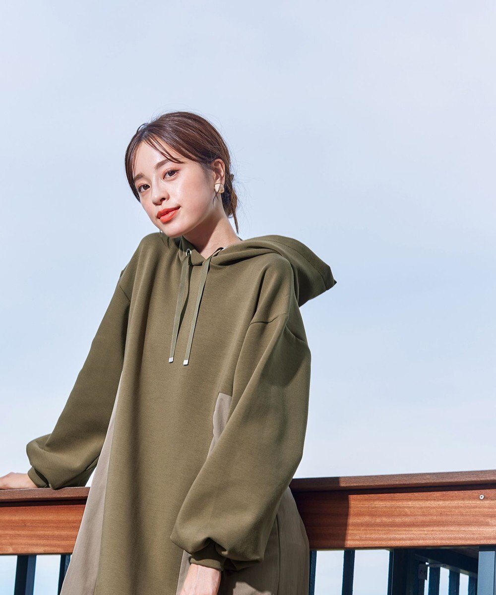 Tiaclasse 【洗える】ダンボール切替パーカーワンピース 