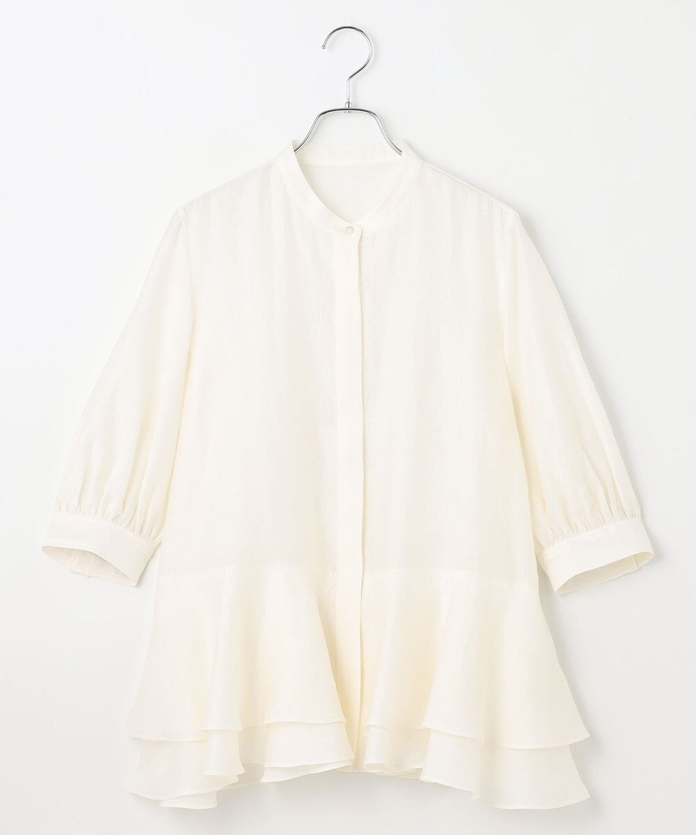 #Newans 【洗える】ダブルフリルヘムシアーシャツ 