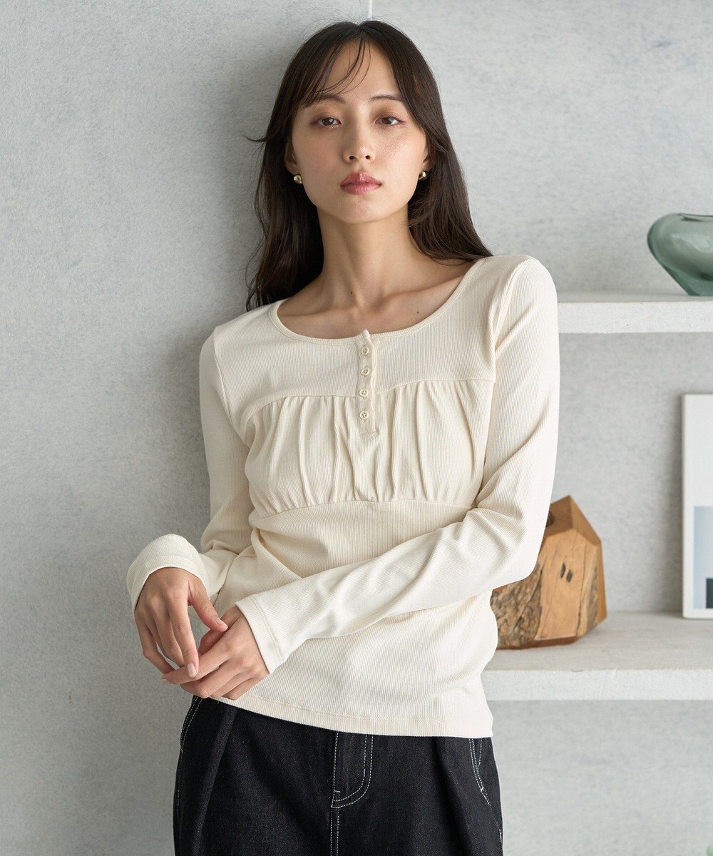 earth music&ecology 切替ギャザーコンパクトカットプルオーバー 