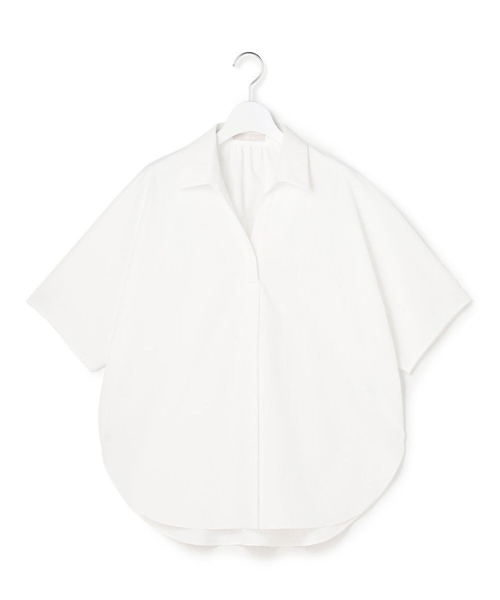 ICB 【先行予約】ヴィンテージスパンブロード シャツカラードルマンスリーブブラウス 