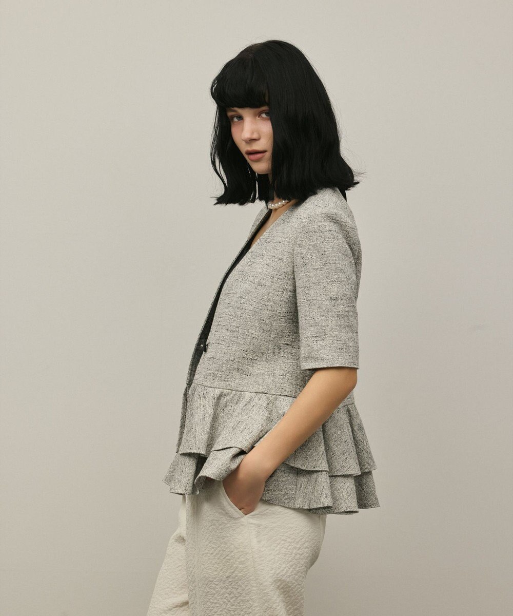 GRACE CONTINENTAL ペプラムツイードジャケット 