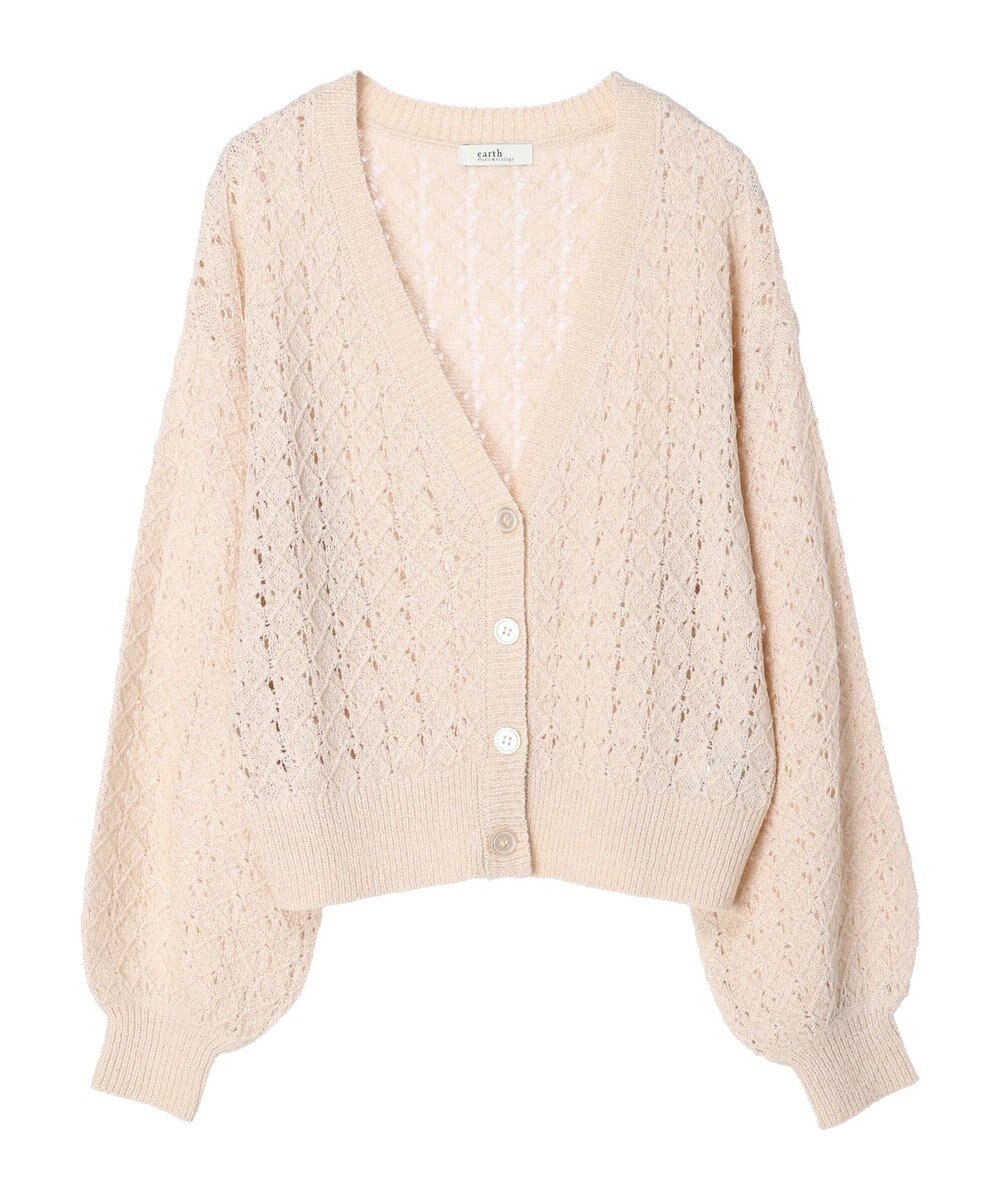 earth music&ecology 透かし編みテープヤーンカーディガン 