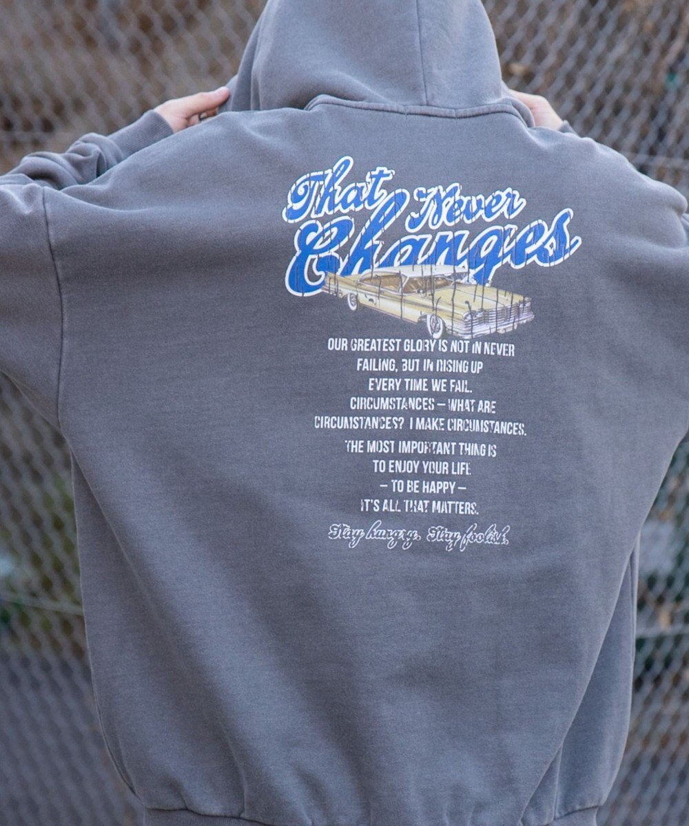 WEGO ピグメントグラフィックプルパーカー 