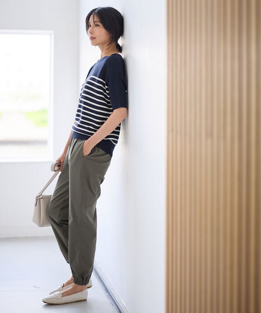 ANY 【洗濯機可/UVカット/アンチピリング】ハーフスリーブガーターニット 