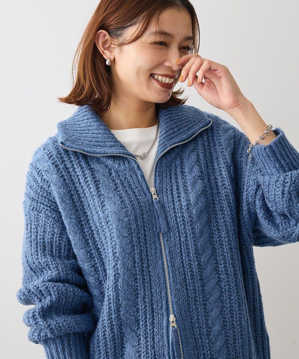 Green Parks 衿付きケーブルｚｉｐカーディガン 