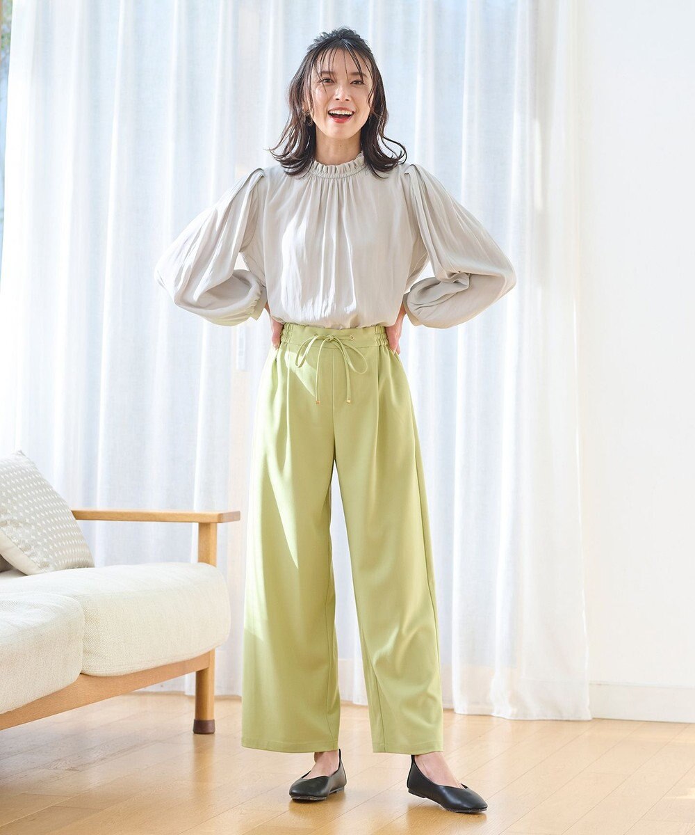 ANY 【洗濯機可・UVケア・接触冷感】フリルネックブラウス 