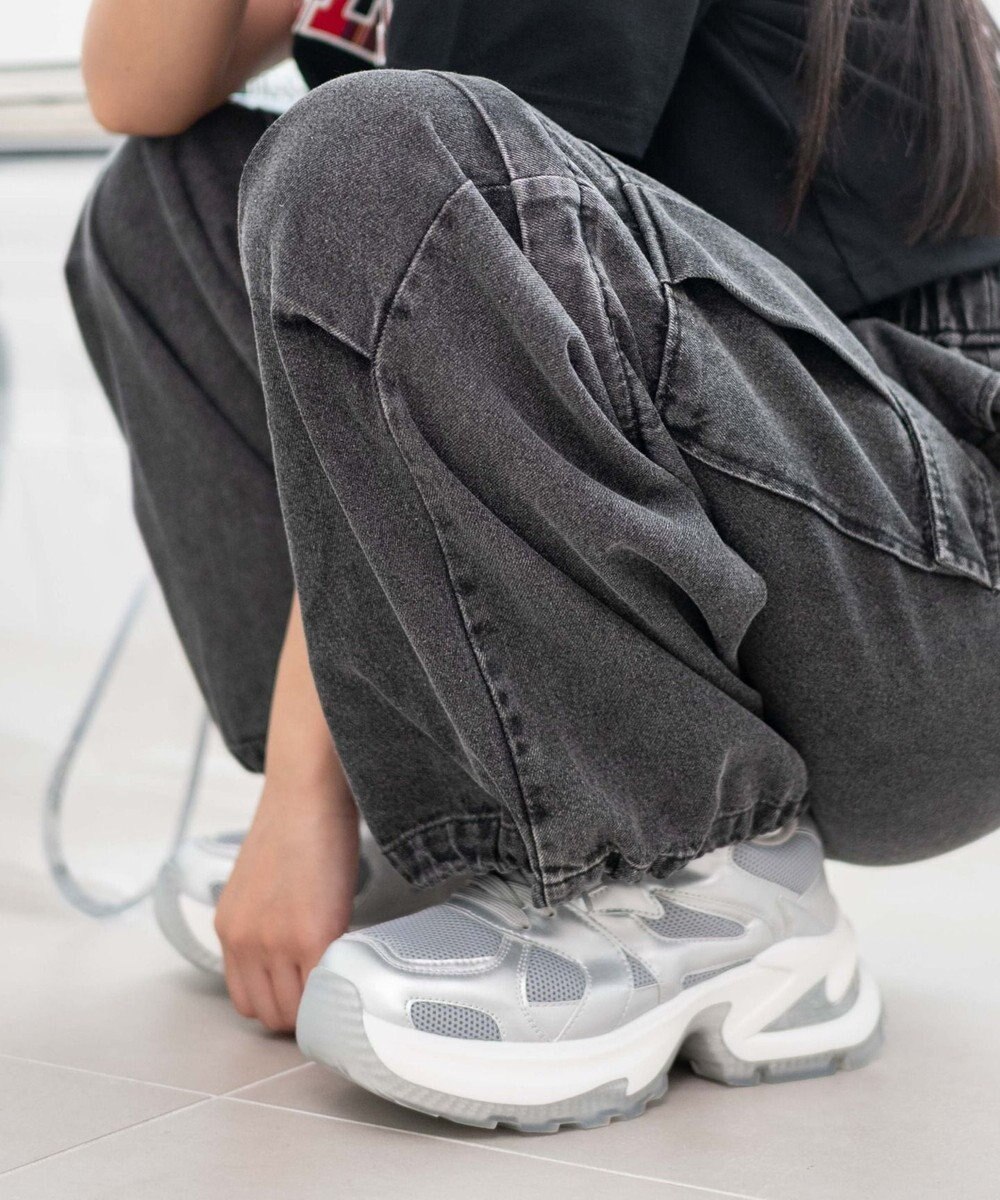 WEGO PUメッシュヒールダッドスニーカー 