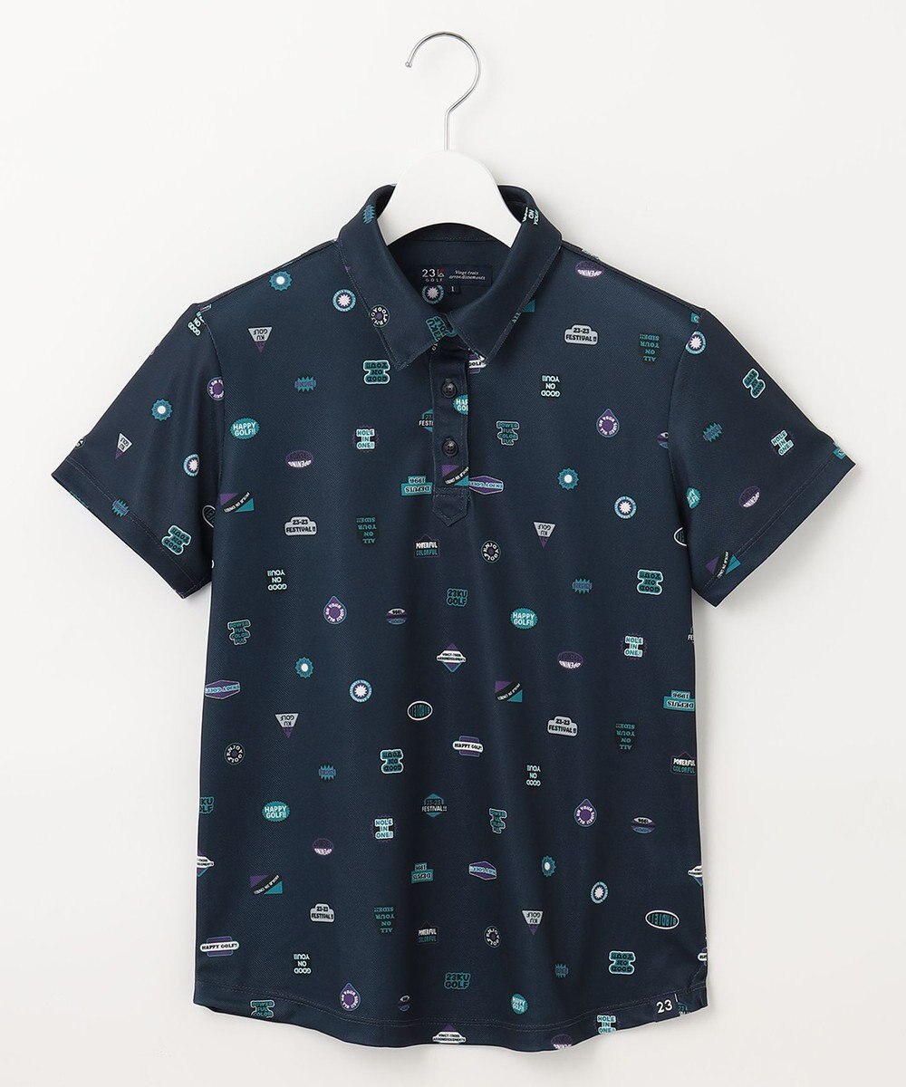 23区GOLF 【WOMEN】【UVケア/吸水速乾】マルチステッカープリント ポロシャツ 