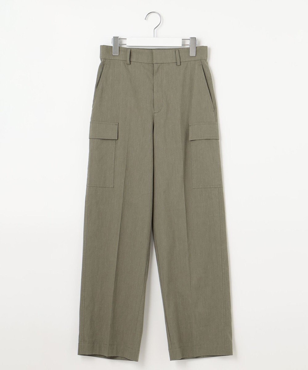 自由区 L 【洗える・ストレッチ素材】リネンヴィスコース ストレッチ カーゴパンツ 